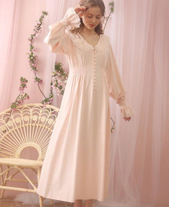 Soft Cotton Nightgown Long Nightgown Woman Cotton Loungewear White