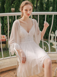 Long Sleeve White Nightgown Female 2020 Plus Size Women Korean